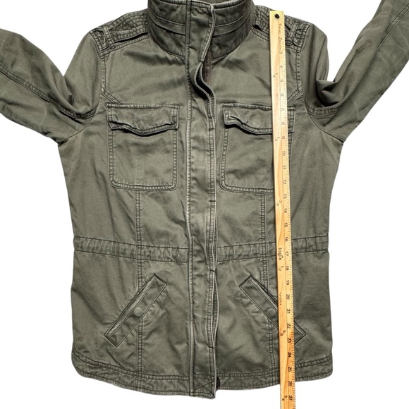 Abercrombie & Fitch Mens Distressed Military Jacket Size L Green Utility Army - Picture 10 of 16